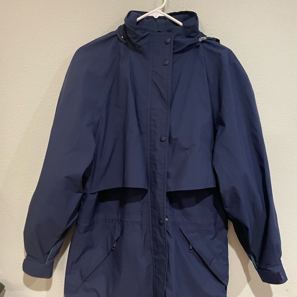 Navy Blue Eddie Bauer Jacket with removable hood. Size M - Picture 3 of 6